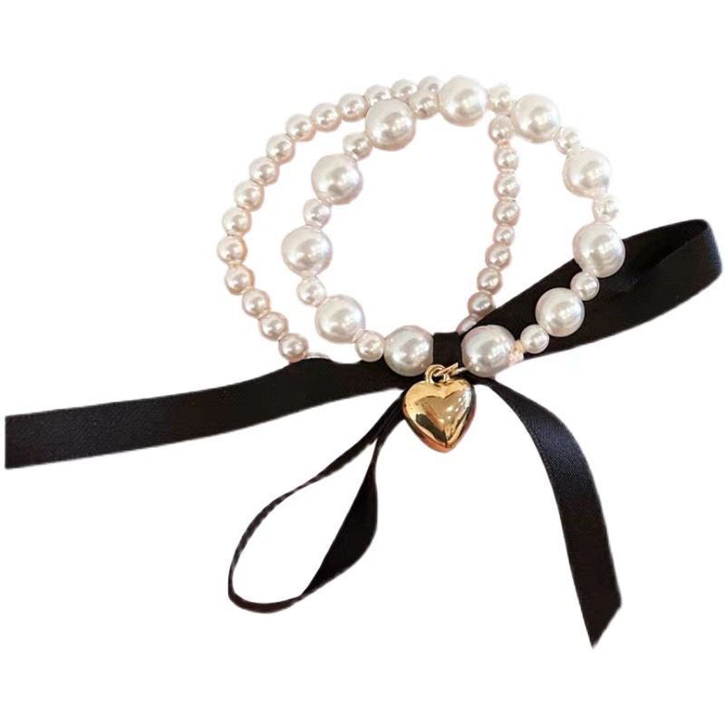 Paris Pearl Heart Hairtie