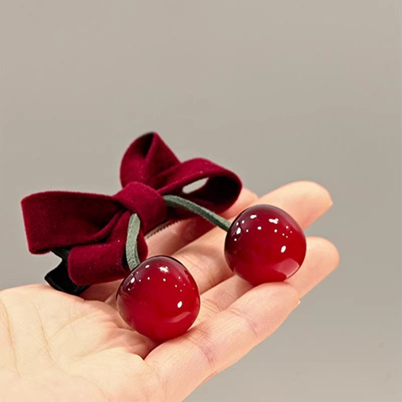 Red Velvet Cherry Hair Bow